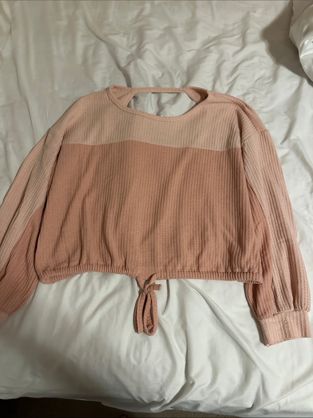 Hollister Two-Tone Light Pink Waffle Knit Cropped Sweatshirt